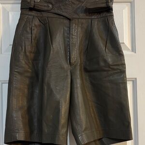 Women's Leather Shorts - Dark Taupe